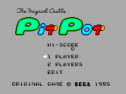 Fushigi no Oshiro Pit Pot title screen for Sega Mark III